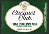 Vintage soda pop bottle label CLICQUOT CLUB TOM COLLINS eskimo pictured Millis Mass