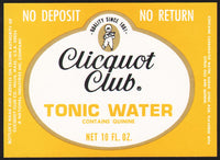 Vintage soda pop bottle label CLICQUOT CLUB TONIC WATER eskimo pictured Millis Mass