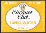 Vintage soda pop bottle label CLICQUOT CLUB TONIC WATER eskimo pictured Millis Mass