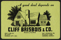 Vintage playing card CLIFF BRISBOIS Realtor green background Kansas City Mission