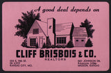Vintage playing card CLIFF BRISBOIS Realtors pink background Kansas City Mission