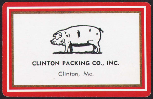 Vintage playing card CLINTON PACKING CO red border hog pictured Clinton Missouri