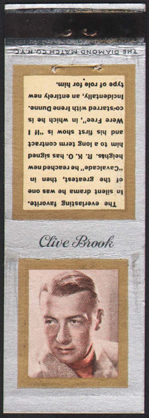 Vintage matchbook cover CLIVE BROOK actor bio Cavalcade Diamond Match series