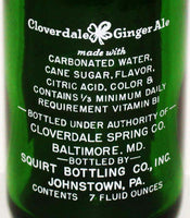 Vintage soda pop bottle CLOVERDALE GINGER ALE Squirt Bottling 1964 Johnstown PA