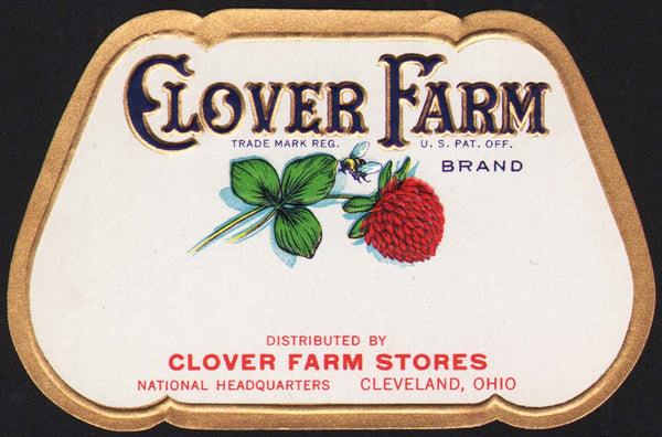 Vintage label CLOVER FARM BRAND die cut embossed Cleveland Ohio unused n-mint+