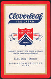 Vintage playing card CLOVERLEAF ICE CREAM Jack Spratt red border Gary Indiana