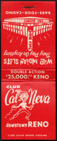 Vintage full matchbook CLUB CAL-NEVA cartoon indian and casino pictured Reno Nevada