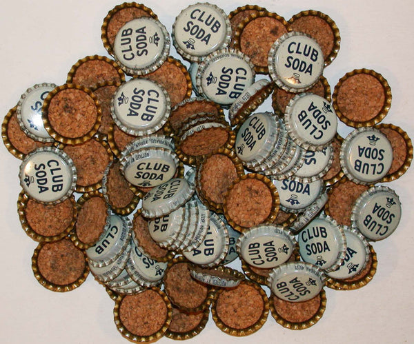 Soda pop bottle caps Lot of 100 CLUB SODA #1 generic cork unused new old stock