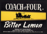 Vintage soda pop bottle label COACH AND FOUR BITTER LEMON Philadelphia n-mint+
