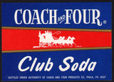 Vintage soda pop bottle label COACH AND FOUR CLUB SODA Philadelphia n-mint+ condition