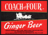Vintage soda pop bottle label COACH AND FOUR GINGER BEER Philadelphia n-mint+