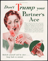 Vintage magazine ad COCA COLA from 1933 woman pictured Don't Trump Your Partners Ace