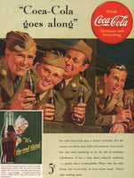 Vintage magazine ad COCA COLA SODA 1942 WWII soldiers and Sprite boy pictured