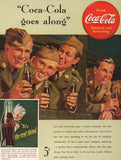 Vintage magazine ad COCA COLA SODA 1942 WWII soldiers and Sprite boy pictured