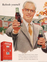 Vintage magazine ad COCA COLA from 1952 man holding bottle and a machine pics