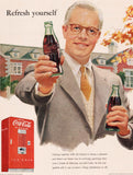 Vintage magazine ad COCA COLA from 1952 man holding bottle and a machine pics