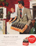 Vintage magazine ad COCA COLA from 1949 man with yellow case and 6 pack pictured