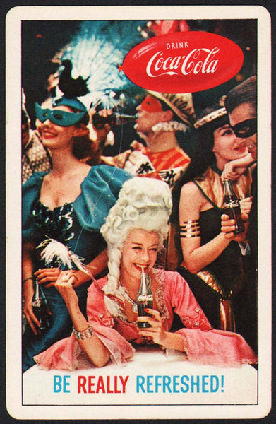 Vintage playing card COCA COLA Be Really Refreshed 1960 masquerade ball pictured
