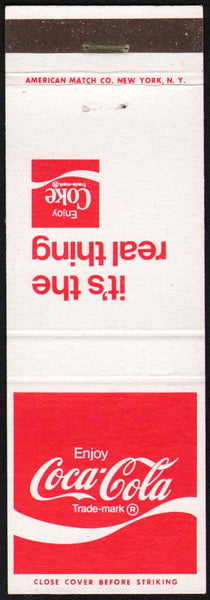 Vintage matchbook cover COCA COLA with the Its the real thing slogan