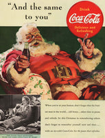 Vintage magazine ad COCA COLA from 1939 picturing Santa Claus by Haddon Sundblom