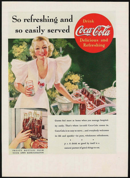 Vintage magazine ad COCA COLA 1937 So Refreshing and so Easily Served woman pictured