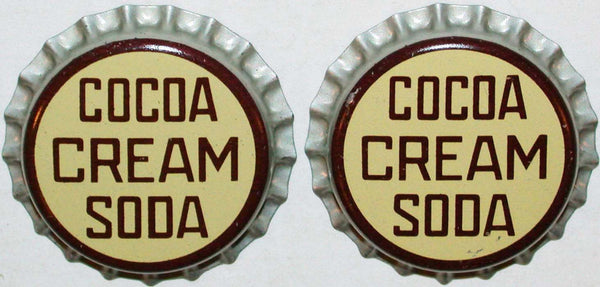 Soda pop bottle caps COCOA CREAM SODA Lot of 2 cork lined unused new old stock