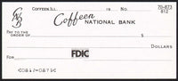 Vintage bank check COFFEEN NATIONAL BANK Illinois unused new old stock n-mint+