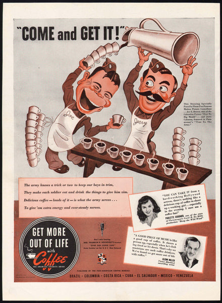 Vintage magazine ad COFFEE THE AMERICAS FAVORITE DRINK 1942 Paulette Goddard