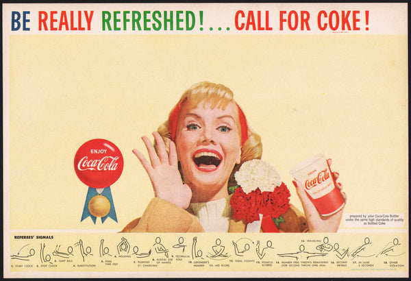 Vintage sports program COCA COLA Be Really Refreshed woman pictured Fred Fixler art