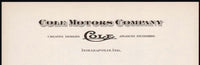 Vintage letterhead COLE MOTORS COMPANY Indianapolis unused new old stock n-mint