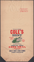 Vintage bag COLES BEST CORN MEAL 25lb Coles Feed and Seed Farmers Headquarters