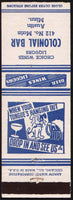 Vintage matchbook cover COLONIAL BAR dog and mug of beer pictured Austin Minnesota