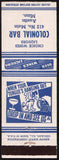 Vintage matchbook cover COLONIAL BAR dog and mug of beer pictured Austin Minnesota
