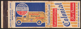 Vintage matchbook cover COLONIAL ICE CREAM Eat and Enjoy slogan truck pictured
