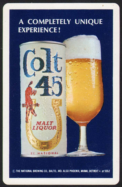 Vintage playing card COLT 45 Malt Liquor glass can pictured National Brewing Baltimore MD