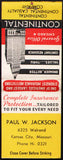 Vintage full matchbook CONTINENTAL CASUALTY Paul W Jackson Kansas City Missouri