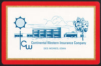 Vintage playing card CONTINENTAL WESTERN INSURANCE building pictured Des Moines Iowa
