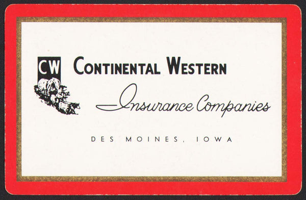 Vintage playing card CONTINENTAL WESTERN INSURANCE COMPANIES Des Moines Iowa