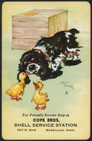 Vintage playing card COPE BROS Shell gas oil Butch duckling Staehle Massillon OH