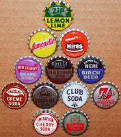 Vintage soda pop bottle caps 12 ALL DIFFERENT cork lined mix #31 new old stock