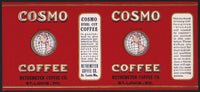 Vintage label COSMO COFFEE Rethemeyer Coffee Co St Louis Missouri unused condition