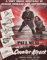 Vintage magazine ad COUNTER ATTACK movie from 1945 Paul Muni Marguerite Chapman