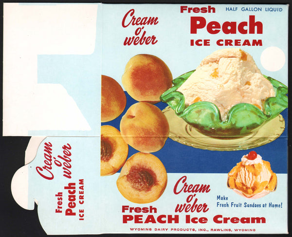 Vintage box CREAM O WEBER Peach Ice Cream Wyoming Dairy Rawlins unused n-mint