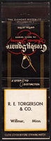 Vintage matchbook cover CROSBY SQUARE Mens Shoes R E Torgerson Willmar Minnesota
