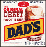 Vintage soda pop bottle label DADS ROOT BEER 64oz mug pictured Chicago n-mint+