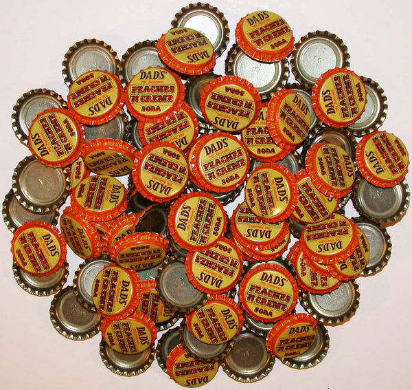 Soda pop bottle caps Lot of 100 DADS PEACHES N CREME SODA plastic lined unused