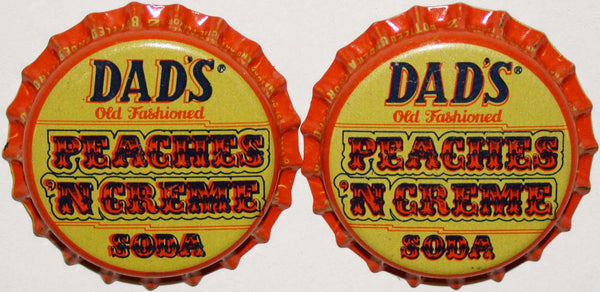 Soda pop bottle caps DADS PEACHES N CREAM Lot of 2 plastic lined new old stock