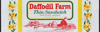 Vintage bread wrapper DAFFODIL FARM THIN SANDWICH farm pictured Rye New York unused