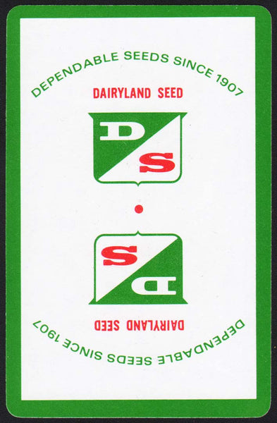 Vintage playing card DAIRYLAND SEED green border Since 1907 Kewaskum Wisconsin