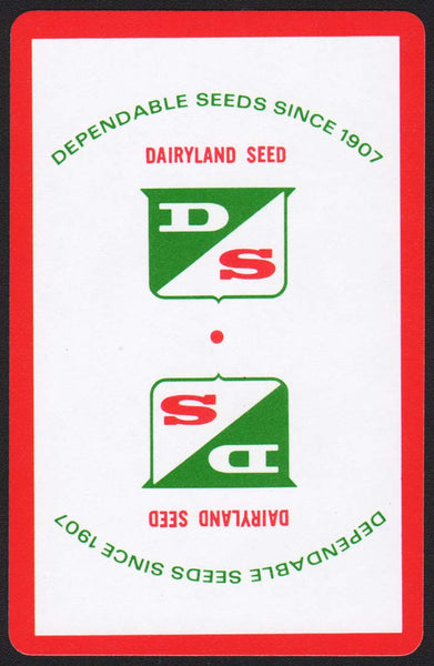 Vintage playing card DAIRYLAND SEED red border Since 1907 Kewaskum Wisconsin